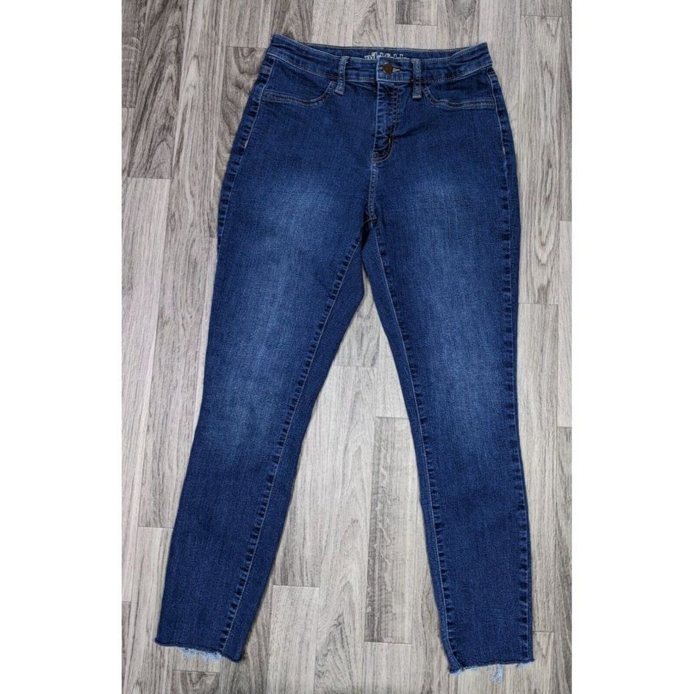 Wild Fable Womens Size 4 / 27 R Fringe Hem High Rise Skinny Denim Blue Jeans